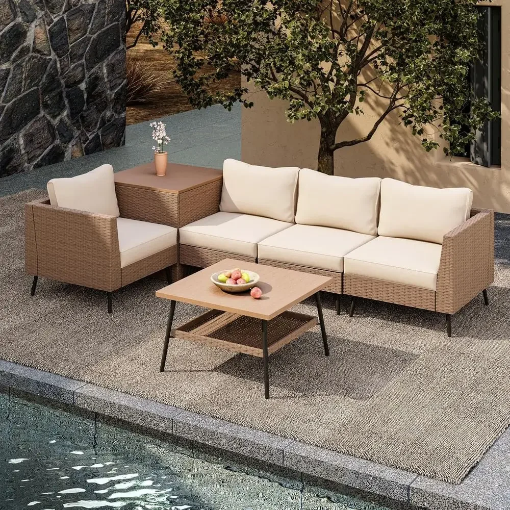 Outdoor Furniture With Storage For Cushions - Set di mobili da giardino per