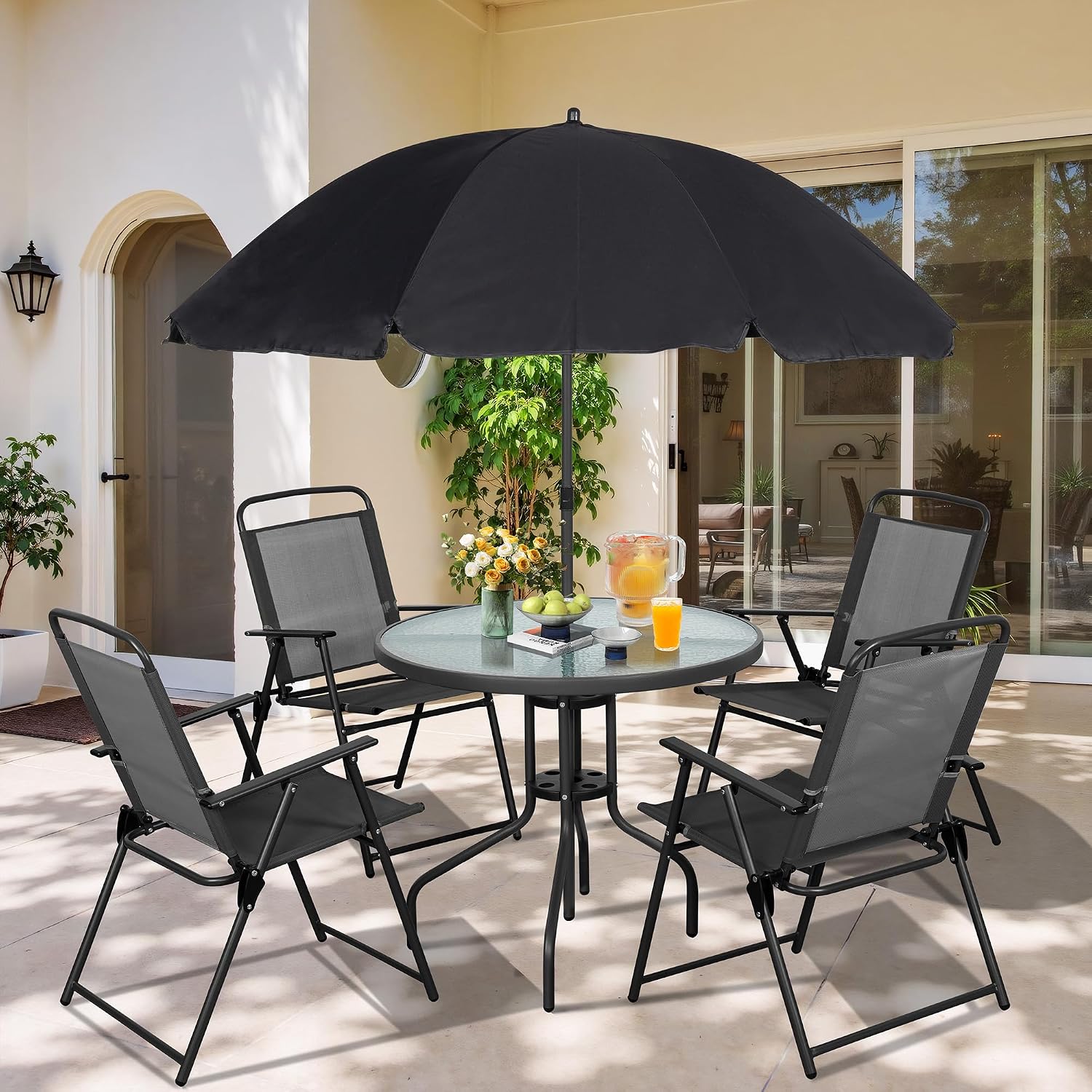 Outdoor Furniture Sunbrella - Set da pranzo in metallo per