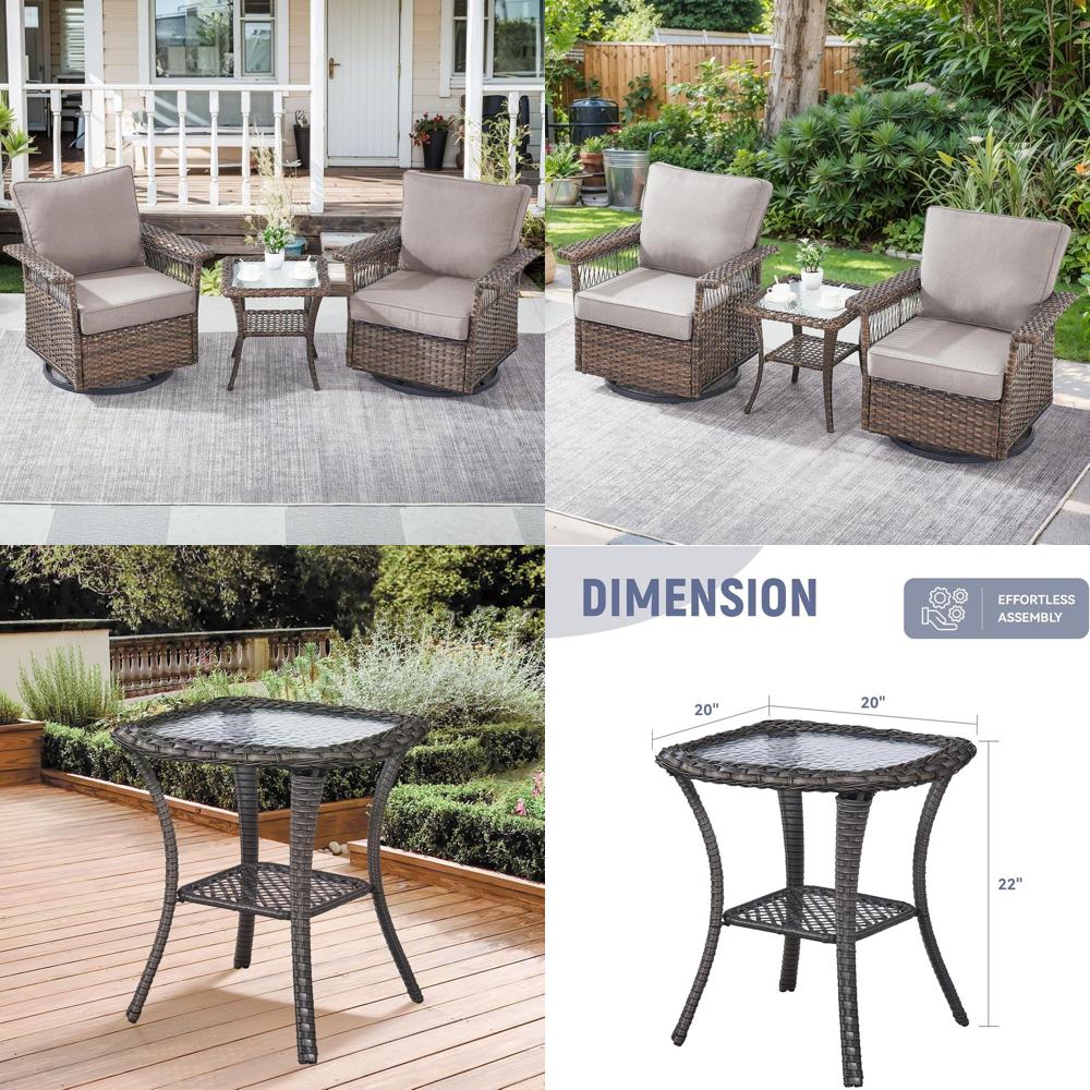 Outdoor Furniture Grey - Set di 2 Sedie Girevoli in