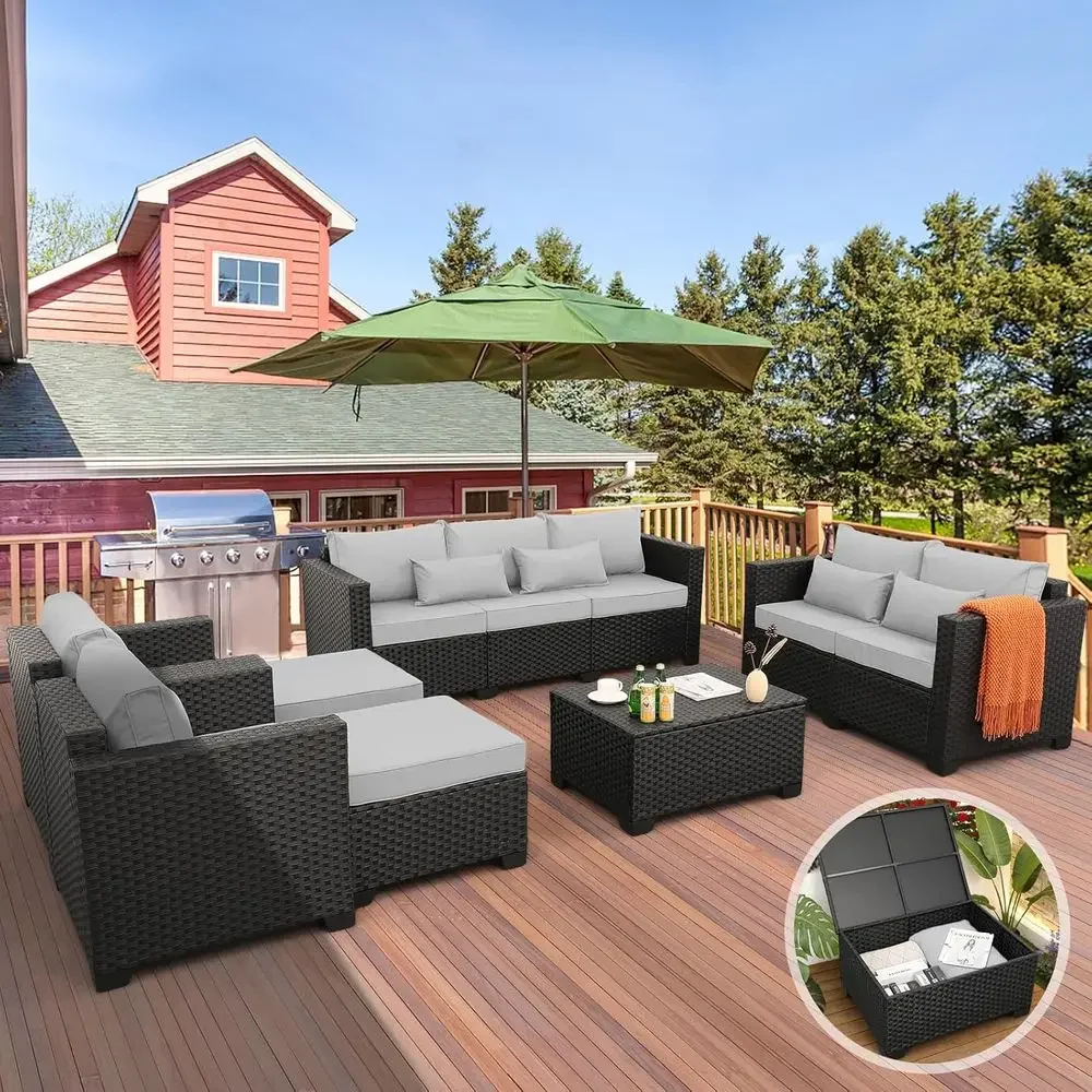 Set di Mobili da Esterno a 7 P - Outdoor Furniture With Storage For Cushions recensione e prezzo