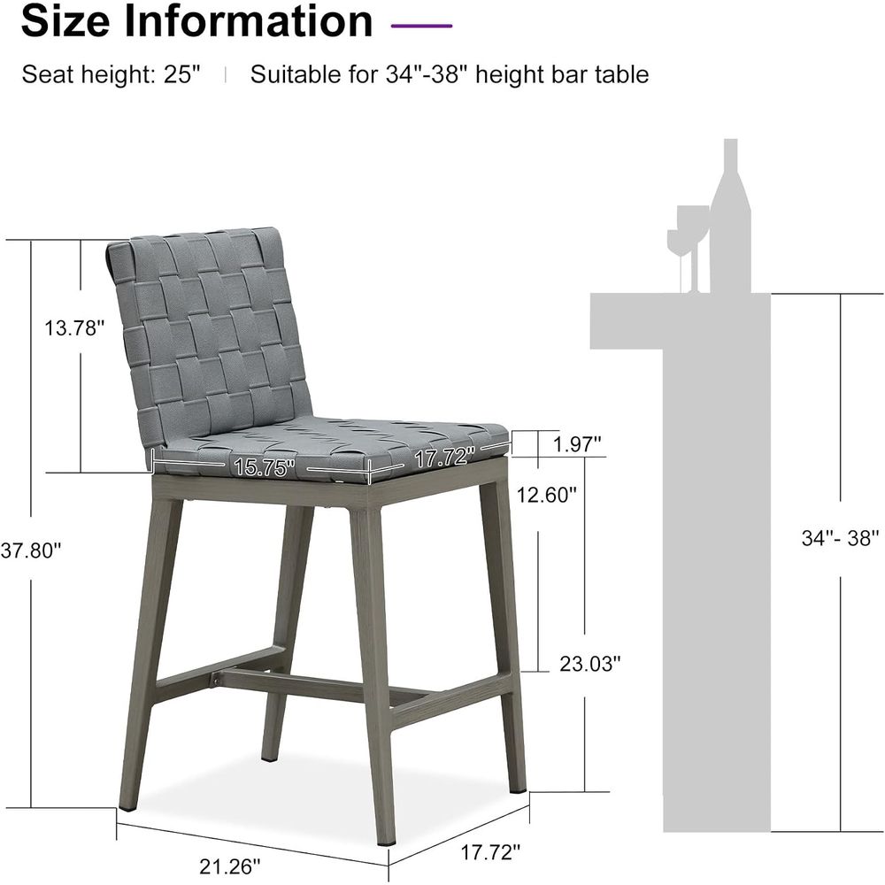Set di 2 Sgabelli da Bar Alti  - Outdoor Furniture Grey recensione e prezzo