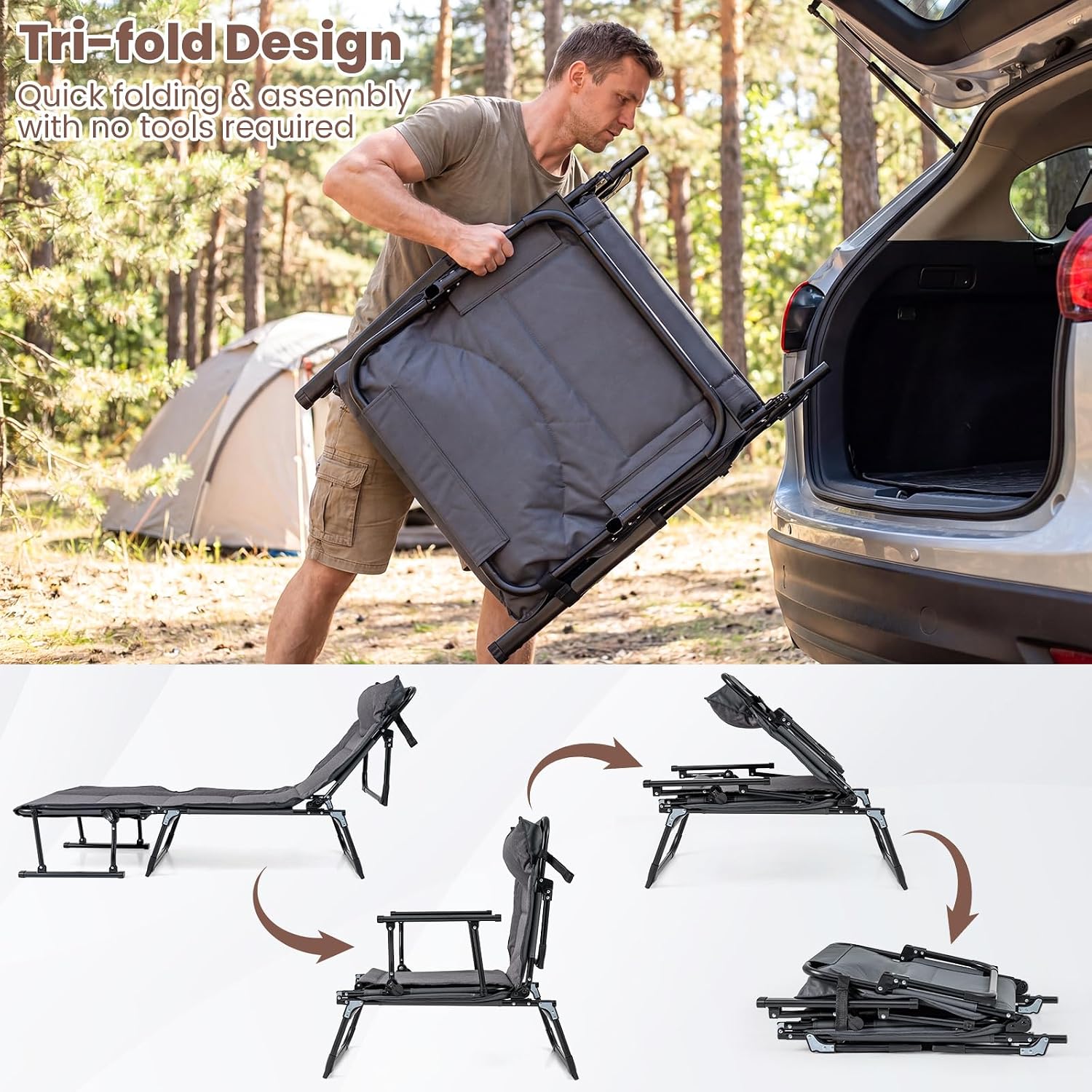 Set di 2 sedie a sdraio pieghe - Camping Cot Foldable recensione e prezzo