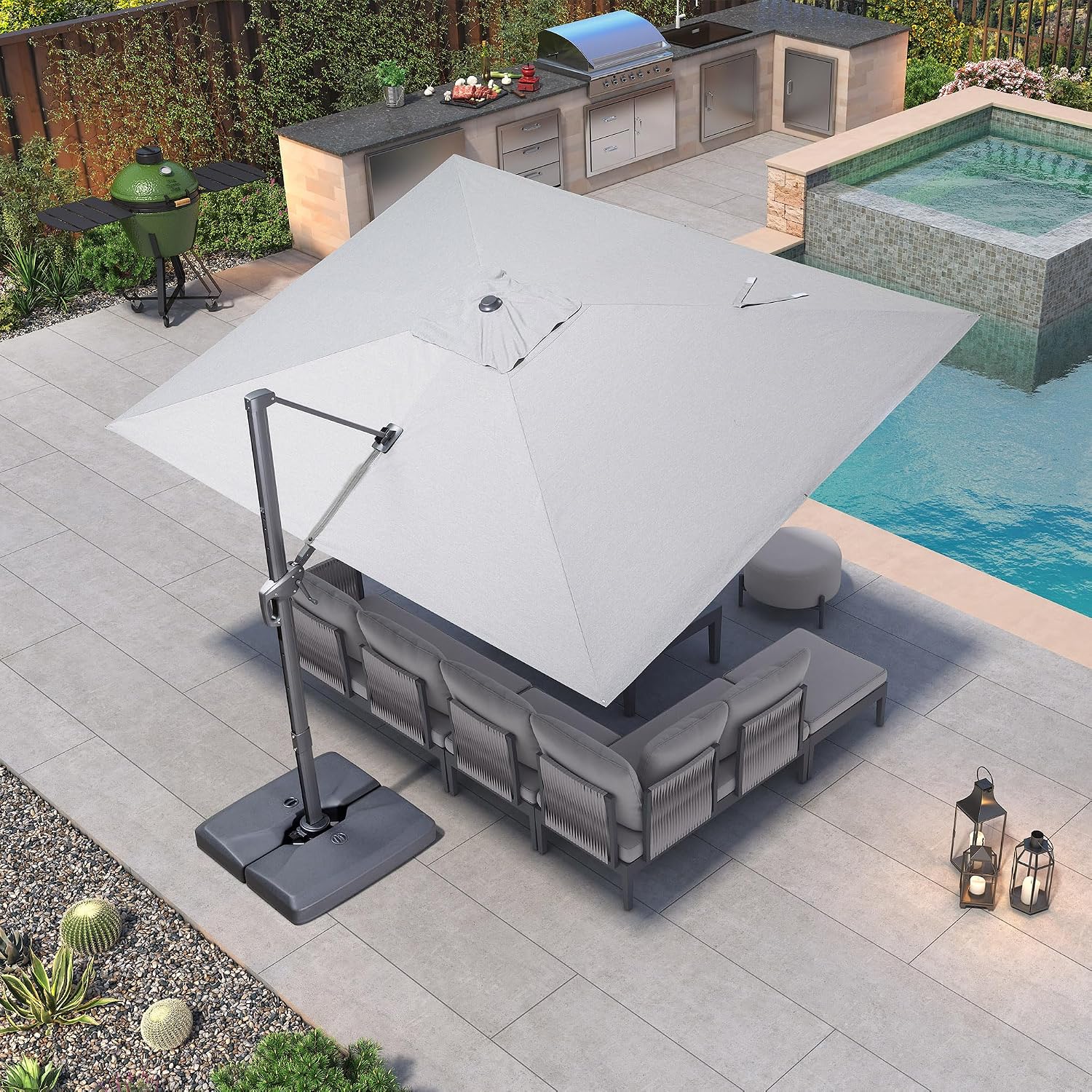 Ombrellone da esterno 9' x 11, - Outdoor Furniture Grey recensione e prezzo
